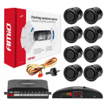 Auto- ja mootorrattatooted, elektroonika, navigatsioon, CB raadio // Parkimisandurite s&uuml;steemid | Keskluku s&uuml;steem | Autoalarmid // Zestaw czujnik&oacute;w parkowania cofania led 8 sensor&oacute;w czarne "gold" 18 mm amio-01603