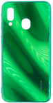 Back panel cover Evelatus Samsung Galaxy A40 Water Ripple Full Color Electroplating Tempered Glass Case Green