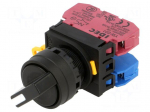 Switch: rotary | 22mm | Stabl.pos: 1 | NC + NO | black | none | IP65 | YW