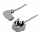 Cable | 3x0.75mm2 | BS 1363 (G) plug,IEC C13 female angled right