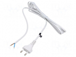Cable | 2x0.75mm2 | CEE 7/16 (C) plug,wires | PVC | 3m | white | 2.5A