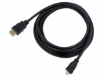 Cable | HDMI plug,micro HDMI plug | PVC | HDMI 2.1 | Len: 3m | black