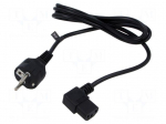 Cable | 3x0.75mm2 | PVC | 1.8m | black | 10A | 250V | Type: UNI-Schuko plug
