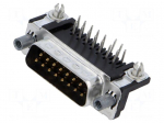 Connector: D-Sub | PIN: 15 | socket | male | on PCBs | angled 90&deg; | THT