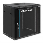 Qoltec RACK Cabinet 19" | 12U | 600 x 635 x 450 | Tempered doors | Hanging | Steel case | Lock | Black