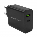 Qoltec Super Quick PD Charger | 1xUSB-C | 1xUSB | 45W | 5-20V | 2.25-3A | Black