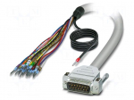 Cable | D-Sub 15pin plug,wires | PVC | Len: 3m | grey | Core: Cu | IP54