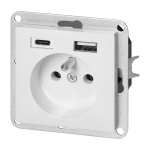 T&ouml;&ouml;riistad ja m&otilde;&otilde;teseadmed // Uued tooted t&ouml;&ouml;riistade, tarvikute kategoorias // Gniazdo pojedyncze p/t 2P+Z z ładowarką USB A+C Pearl, 16A, 250V, PT-16P/USB, biały
