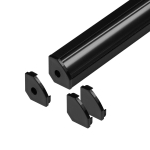 T&ouml;&ouml;riistad ja m&otilde;&otilde;teseadmed // Uued tooted t&ouml;&ouml;riistade, tarvikute kategoorias // Zestaw: profil aluminiowy do taśm LED, 2000 x 18 x 18 mm, narożny, czarny, klosz czarny, 4 zaślepki