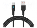 Cable | USB 2.0 | USB A plug,USB C plug | nickel plated | 1m | black