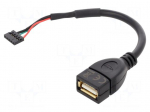 Cable | USB 2.0 | USB A socket,5pin pin header | gold-plated | 0.15m