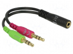 Cable | Jack 3.5mm 3pin plug x2,Jack 3.5mm 4pin socket | 0.12m