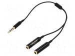Cable | Jack 3.5mm 4pin socket x2,Jack 3,5mm 4pin plug | 0.25m