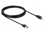 Cable | USB 2.0 | USB A plug double sided,USB B plug | 3m | black
