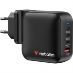 Verbatim Mini GaN Charger 100W 4-Port, 1x USB-A, 3x USB-C (black, PD 3.0, QC 3.0)
