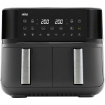 Braun Houshold hot air fryer TwinCook 3, TD 3030I (black (matt), 2,850 watts, 2 baskets 4 liters each)