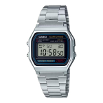 CASIO A158WA-1DF Vintage unisex digikell roostevabast terasest rihmaga, black/silver