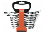 Key set | combination spanner,with ratchet,with joint | steel