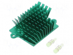 Heatsink: extruded | grilled | BGA | green | L: 41mm | W: 45mm | H: 15mm
