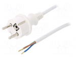 Cable | SCHUKO plug,CEE 7/7 (E/F) plug,wires | 1.5m | white | PVC