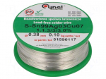 Soldering wire | Sn99Ag0,3Cu0,7 | 380um | 100g | lead free | 216&divide;227&deg;C