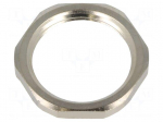 Nut | with earthing | M25 | brass | nickel | Thk: 3.5mm | Spanner: 30mm