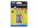 Padlock | Width: 40mm | stainless steel | 4 digit code | C: 6.3mm