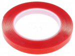 Tape: fixing | W: 12mm | L: 5m | Thk: 1mm | double-sided | acrylic | 100&deg;C