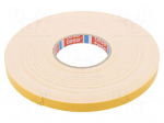 Tape: fixing | W: 15mm | L: 25m | Thk: 1.1mm | double-sided | acrylic | 80&deg;C
