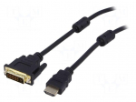 Cable | HDMI 1.4 | DVI-D (24+1) plug,HDMI plug | 3m | black
