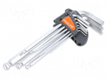 Wrench: hex key-set | spherical | Chrom-vanadium steel | 9pcs.