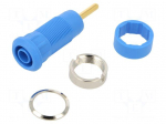 Laboratory connector: 2mm banana | socket | Overall len: 29mm | blue