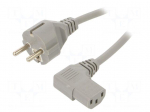 Cable | 3x0.75mm2 | PVC | 1.8m | grey | 16A | 250V | Type: UNI-Schuko plug
