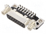 Connector: D-Sub | black | socket | female | PIN: 15 | THT | angled | 6A