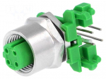 Connector: M12 | socket | PIN: 4 | female | angled 90&deg; | THT