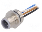 Connector: M12 | socket | PIN: 4 | male | E | straight | IP67 | cables | 0.2m