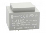Transformer: encapsulated | 6VA | 230VAC | 15V | 400mA | PCB | IP00 | TEZ