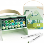 Double-sided Marker Pens ARRTX Alp, 24 Colours, green tone shade
