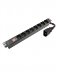 1U Power supply block/ 8 sockets/ plastic housing/ with switch, C14