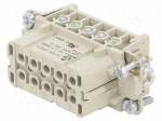 Connector: HDC | female | PIN: 10 | size 10A | contact insert | 400V | 16A