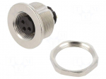 Connector: M9 | socket | female | Plating: gold-plated | 125V | 4A | IP67