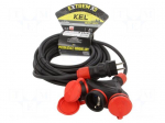 Extension lead | 3x2.5mm2 | 10m | rubber | black | Sockets no: 3 | 16A