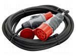 Extension lead | 5x1.5mm2 | 10m | rubber | black | Sockets no: 1 | 16A