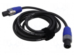 Cable | SpeakON female 2pin,both sides | 3m | black | &Oslash;cable: 8mm | PVC