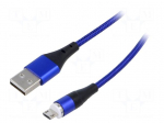 Cable | magnetic | USB A plug,USB B micro plug | nickel plated | 1m