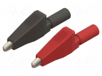 Crocodile clip | 10A | black,red | Grip capac: max.7.9mm | L: 56mm