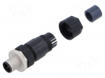 Connector: M12 | 4A | 250V | plug | male | PIN: 5 | IP67,IP68 | straight