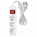 Elektrimaterjalid // Elektri laiendid, Pikendusjuhtmete, hajutuste ja UK ja USA adapterite komplekt // Przedłużacz listwowy 3 m, 3 x 1.5 mm2, 3G, biały, ON/OFF