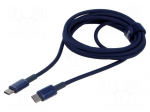 Cable | High Speed,USB 2.0 | USB C plug,both sides | 2m | navy blue