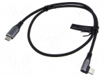 Cable | USB 2.0 | USB C plug,USB C angled plug,both sides | 0.5m
